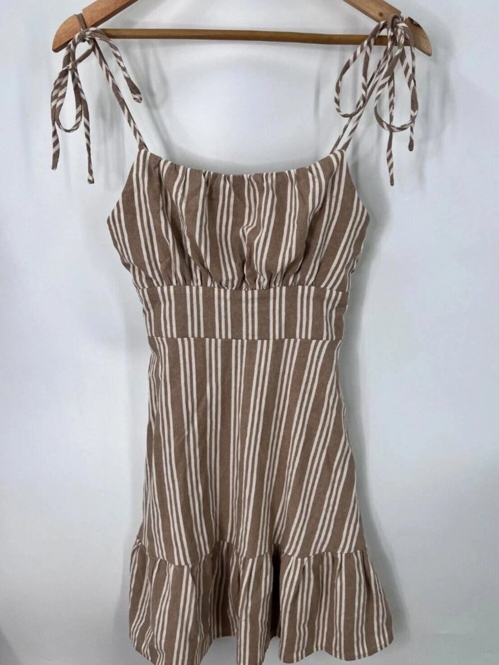 Speechless Tie Shoulder Striped Mini